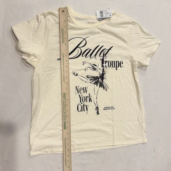 Zoe + Liv NYC Ballet Troupe T Short In Ivory Womens Size Xl New - Picture 7 of 7